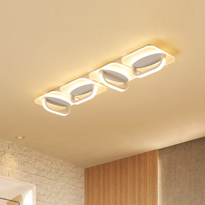 White Linear Ceiling Lighting Modern Style LED Acrylic Flushmount Light in Warm/White Light, 31.5