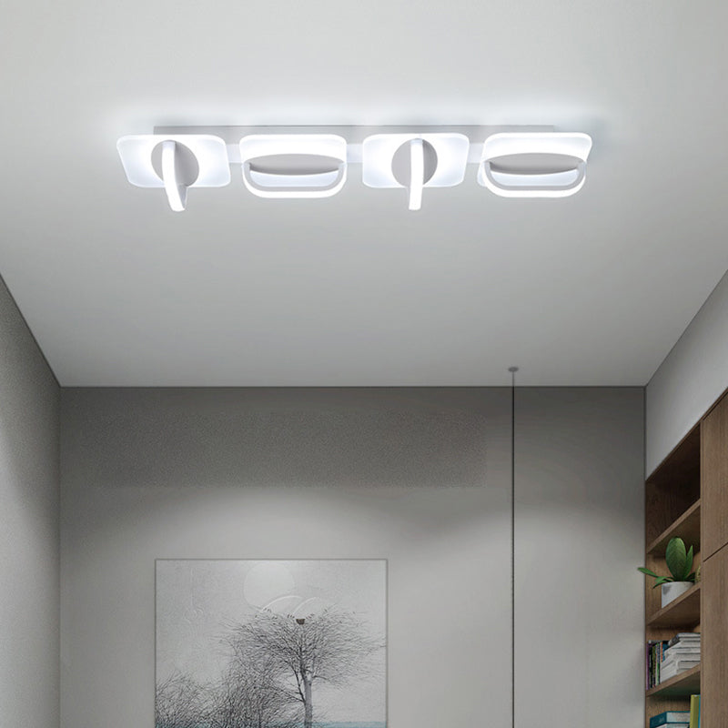 White Linear Ceiling Lighting Modern Style LED Acrylic Flushmount Light in Warm/White Light, 31.5