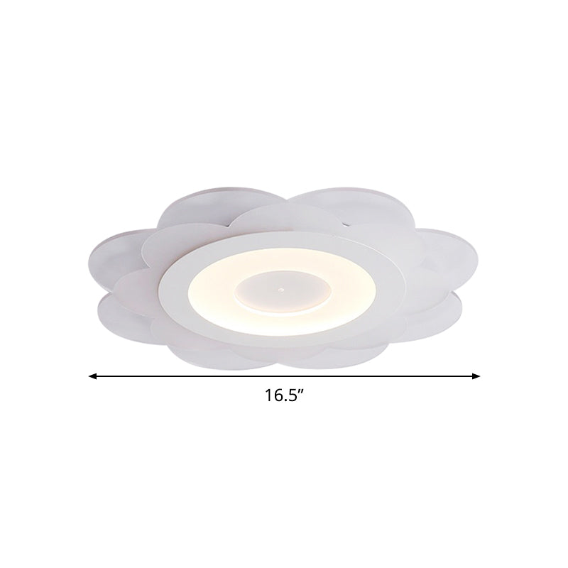 White Floral LED Flush Ceiling Light 16.5