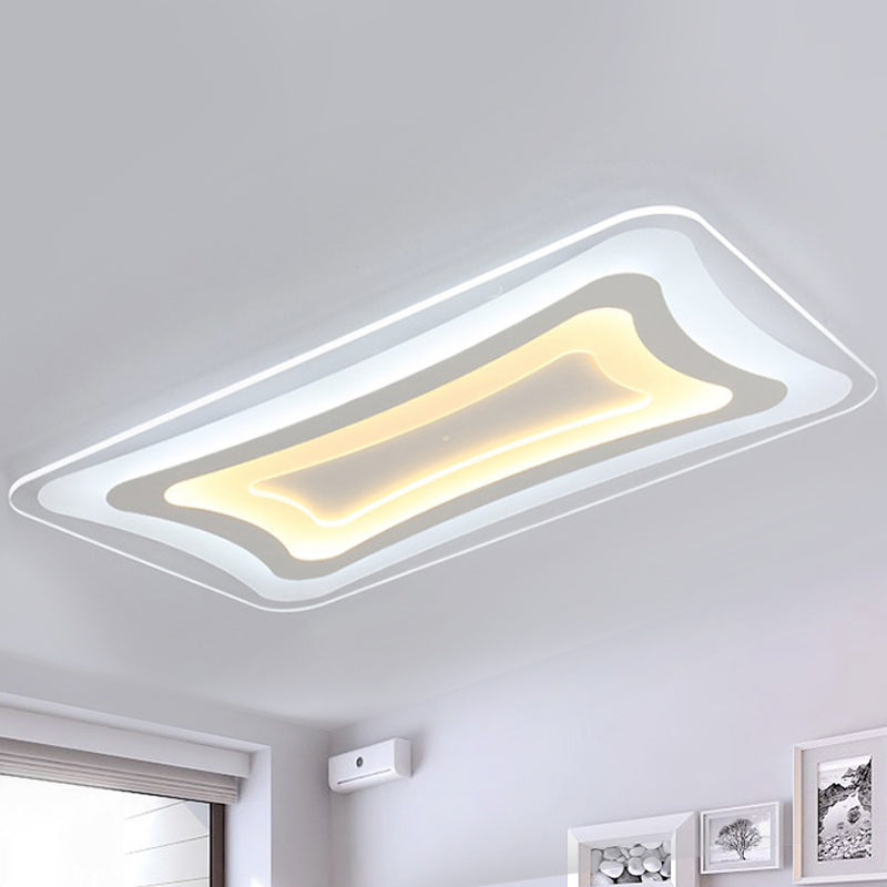 White Thin Rectangular Flush Mount Light Contemporary LED Acrylic Ceiling Light Fixture in Warm/White Light Clearhalo 'Ceiling Lights' 'Close To Ceiling Lights' 'Close to ceiling' 'Flush mount' Lighting' 292351