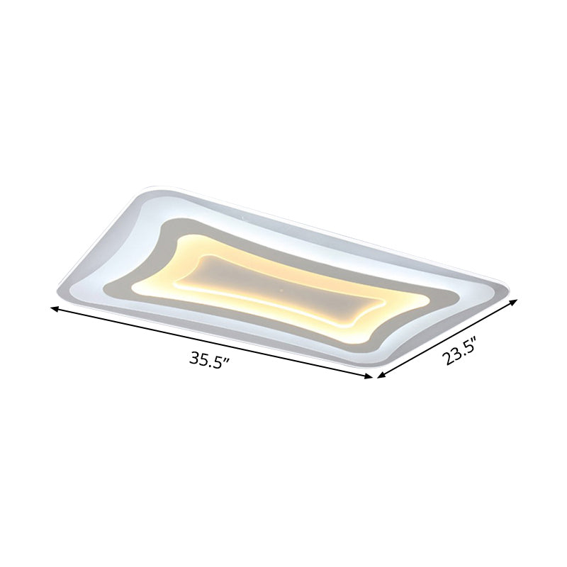 White Thin Rectangular Flush Mount Light Contemporary LED Acrylic Ceiling Light Fixture in Warm/White Light Clearhalo 'Ceiling Lights' 'Close To Ceiling Lights' 'Close to ceiling' 'Flush mount' Lighting' 292355