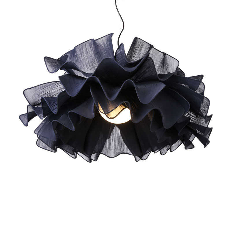 Fabric Wavy Pendant Light Fixture Nordic 1 Head Black/White Hanging Ceiling Light for Bedroom Clearhalo 'Ceiling Lights' 'Modern Pendants' 'Modern' 'Pendant Lights' 'Pendants' Lighting' 292763