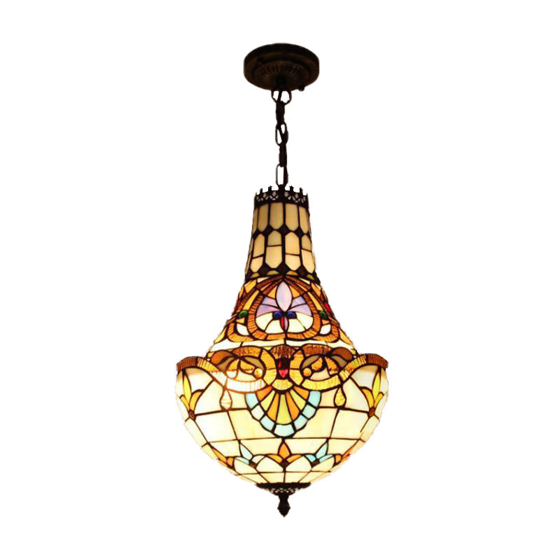 3/5 Lights Flower Chandelier Light Fixture Antique Bronze Cut Glass Suspension Pendant, 12