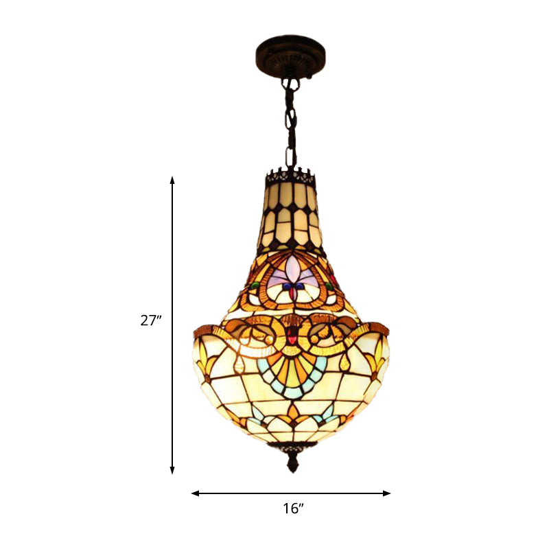 3/5 Lights Flower Chandelier Light Fixture Antique Bronze Cut Glass Suspension Pendant, 12