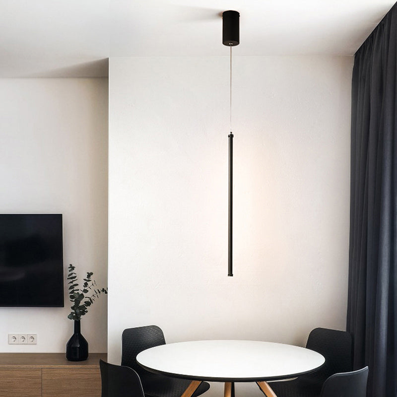 Tubular Pendant Light Fixture Minimalist Metal Black LED Hanging Ceiling Light, Warm/White Light Clearhalo 'Ceiling Lights' 'Modern Pendants' 'Modern' 'Pendant Lights' 'Pendants' Lighting' 294025