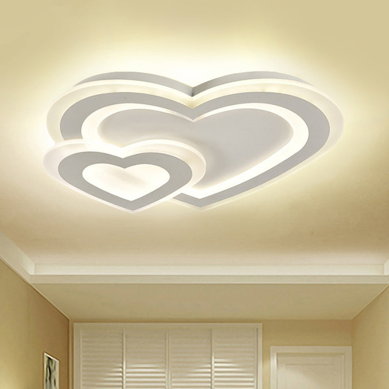 White Loving Heart Flush Mount Light Modern Romantic LED Acrylic Ceiling Lighting Clearhalo 'Ceiling Lights' 'Close To Ceiling Lights' 'Close to ceiling' 'Flush mount' Lighting' 294041