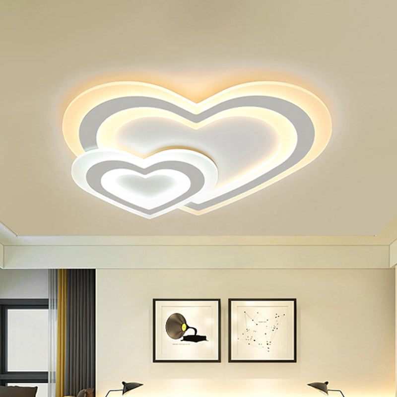 White Loving Heart Flush Mount Light Modern Romantic LED Acrylic Ceiling Lighting Clearhalo 'Ceiling Lights' 'Close To Ceiling Lights' 'Close to ceiling' 'Flush mount' Lighting' 294042