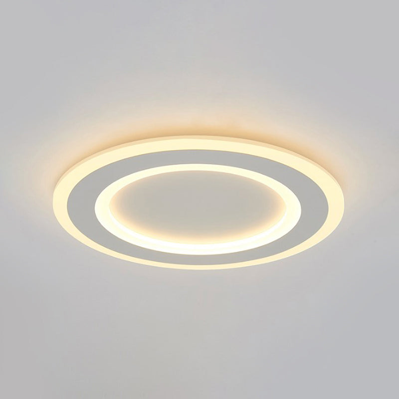 White Halo Ring Flush Mount Lamp Simplicity LED Frosted Acrylic Ceiling Light Fixture in Warm/White Light White Clearhalo 'Ceiling Lights' 'Close To Ceiling Lights' 'Close to ceiling' 'Flush mount' Lighting' 294084