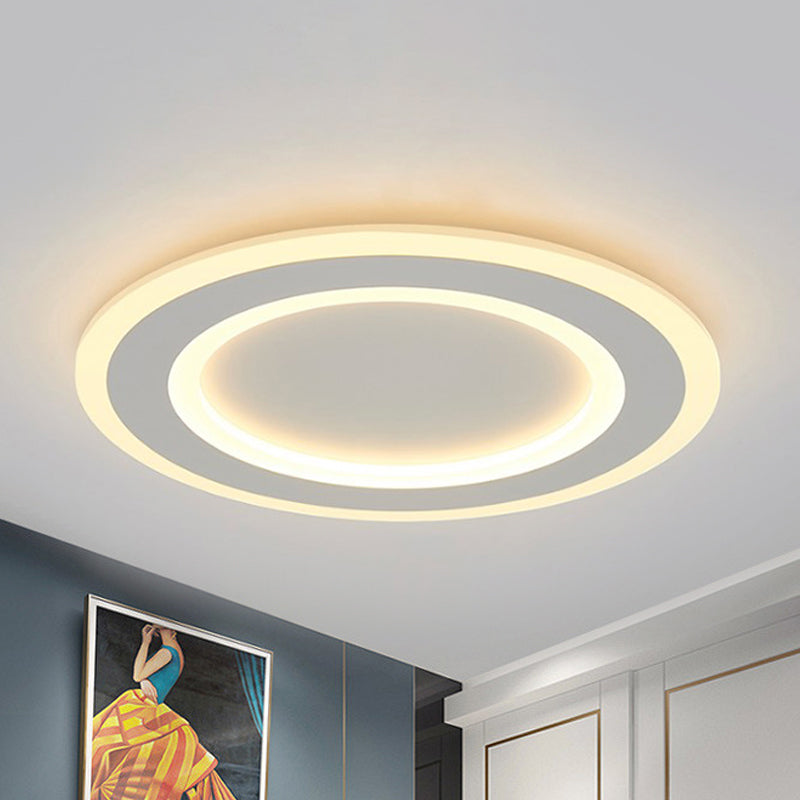 White Halo Ring Flush Mount Lamp Simplicity LED Frosted Acrylic Ceiling Light Fixture in Warm/White Light Clearhalo 'Ceiling Lights' 'Close To Ceiling Lights' 'Close to ceiling' 'Flush mount' Lighting' 294085