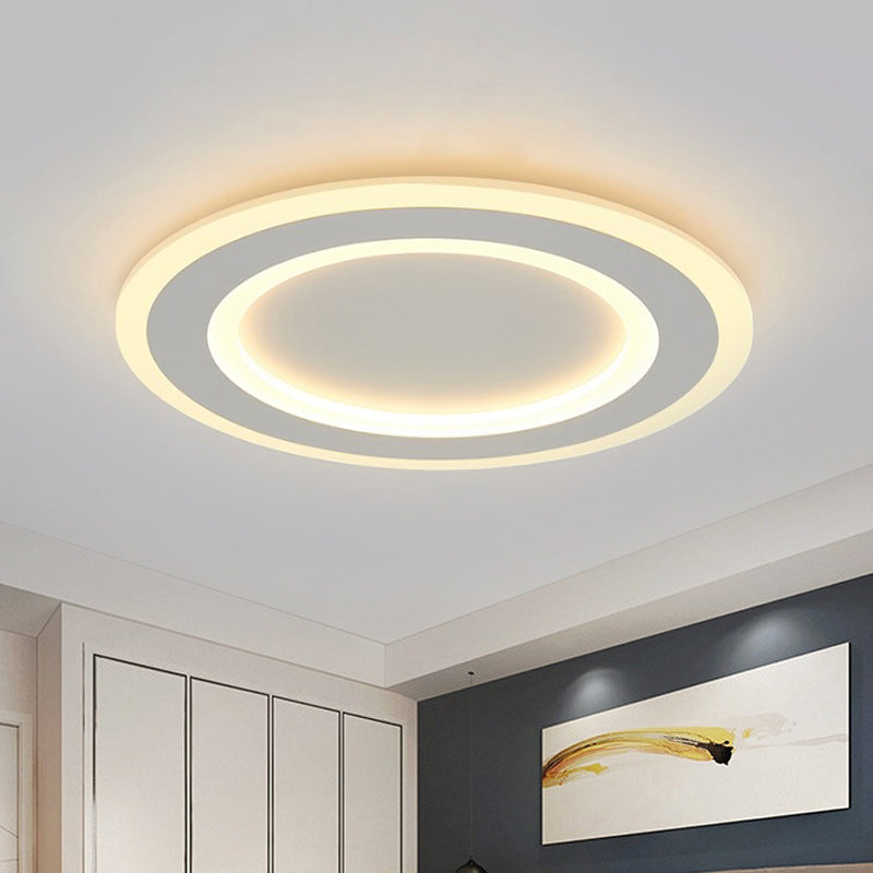 White Halo Ring Flush Mount Lamp Simplicity LED Frosted Acrylic Ceiling Light Fixture in Warm/White Light Clearhalo 'Ceiling Lights' 'Close To Ceiling Lights' 'Close to ceiling' 'Flush mount' Lighting' 294086