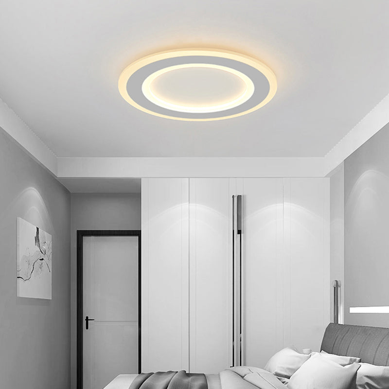 White Halo Ring Flush Mount Lamp Simplicity LED Frosted Acrylic Ceiling Light Fixture in Warm/White Light Clearhalo 'Ceiling Lights' 'Close To Ceiling Lights' 'Close to ceiling' 'Flush mount' Lighting' 294087