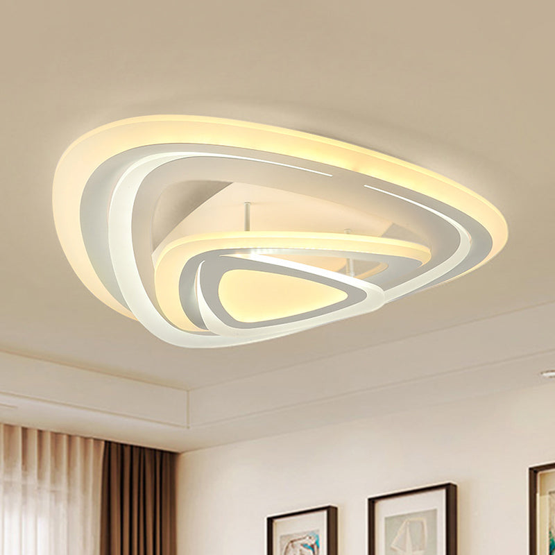 Triangle Acrylic Flush Mount Light Fixture Modern White LED Ceiling Lamp, Warm/White/Outer Warm Inner White Light Clearhalo 'Ceiling Lights' 'Close To Ceiling Lights' 'Close to ceiling' 'Flush mount' Lighting' 294383