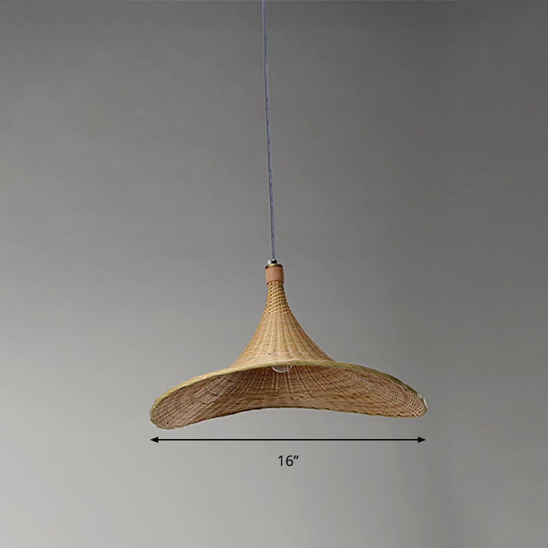 Contemporary Hat Shape Suspension Pendant Bamboo 16