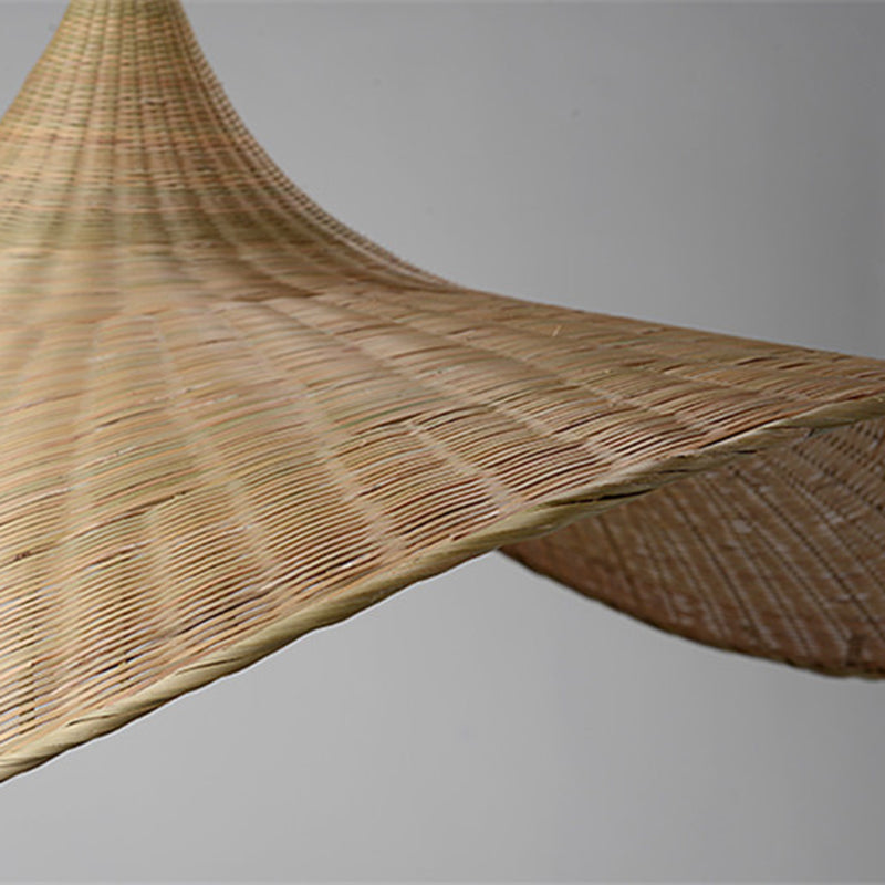 Contemporary Hat Shape Suspension Pendant Bamboo 16