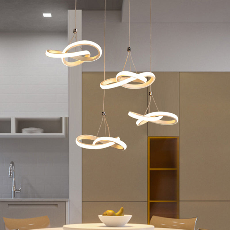 Seamless Curve Acrylic Hanging Ceiling Light Simple White LED Chandelier Light, Warm/White Light White Warm Clearhalo 'Ceiling Lights' 'Modern Pendants' 'Modern' 'Pendant Lights' 'Pendants' Lighting' 294838