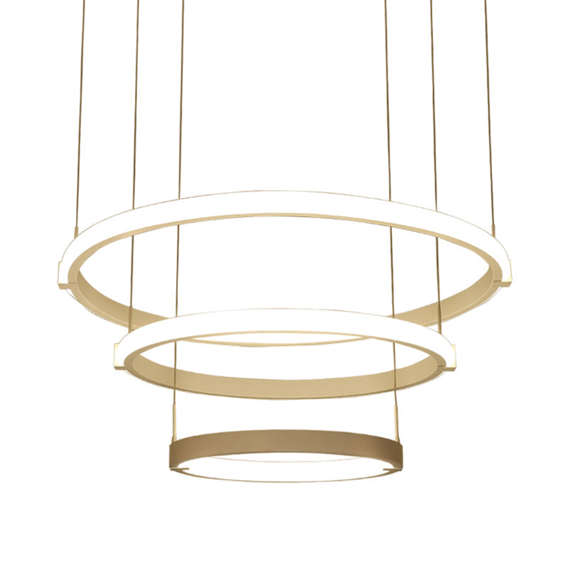 White Double Ring/Three Rings Chandelier Lighting Simple Style White LED Hanging Ceiling Light in Warm/White Light Clearhalo 'Ceiling Lights' 'Chandeliers' 'Modern Chandeliers' 'Modern' Lighting' 294951