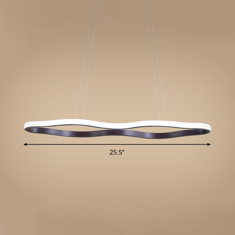 Wave Hanging Ceiling Light Modern Acrylic Coffee 23.5