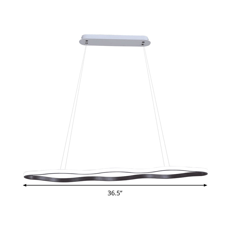 Wave Hanging Ceiling Light Modern Acrylic Coffee 23.5