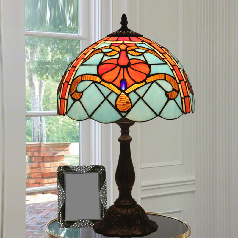 Mediterranean Dragonfly/Star/Tulip Nightstand Lamp Single Head Stained Glass Table Light in Bronze for Bedside Clearhalo 'Lamps' 'Table Lamps' Lighting' 295555