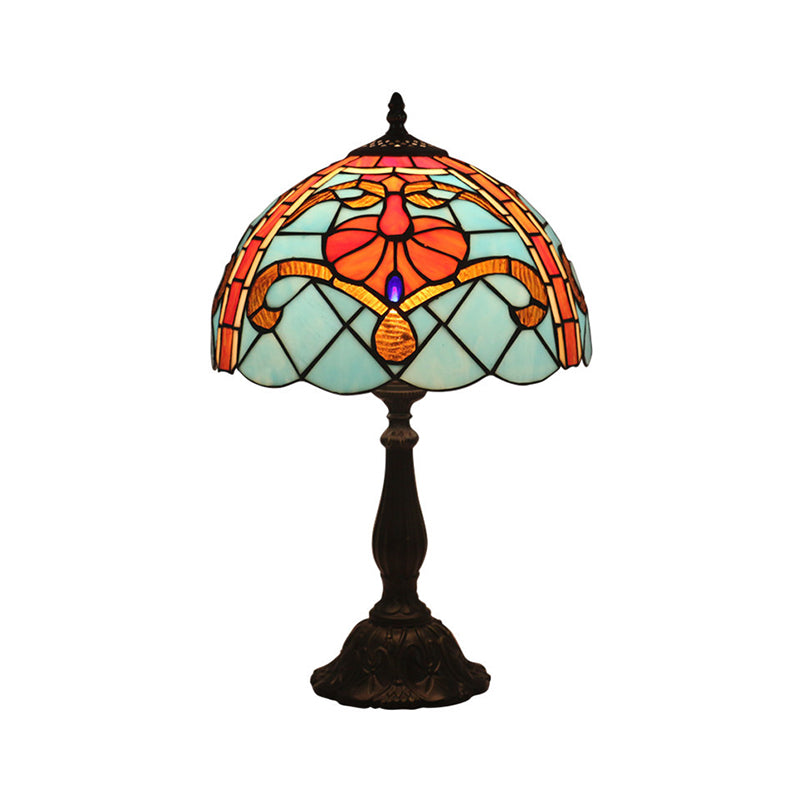 Mediterranean Dragonfly/Star/Tulip Nightstand Lamp Single Head Stained Glass Table Light in Bronze for Bedside Clearhalo 'Lamps' 'Table Lamps' Lighting' 295556