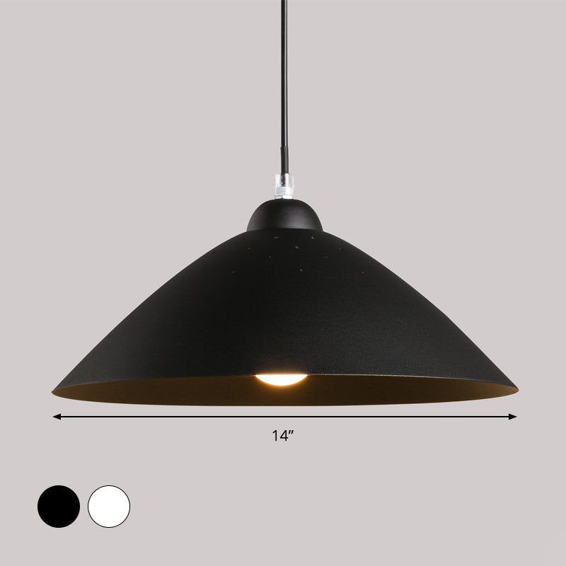 Conical Metal Pendant Lamp Contemporary 1 Light Black/White Pendulum Light for Dining Room Clearhalo 'Ceiling Lights' 'Modern Pendants' 'Modern' 'Pendant Lights' 'Pendants' Lighting' 295589