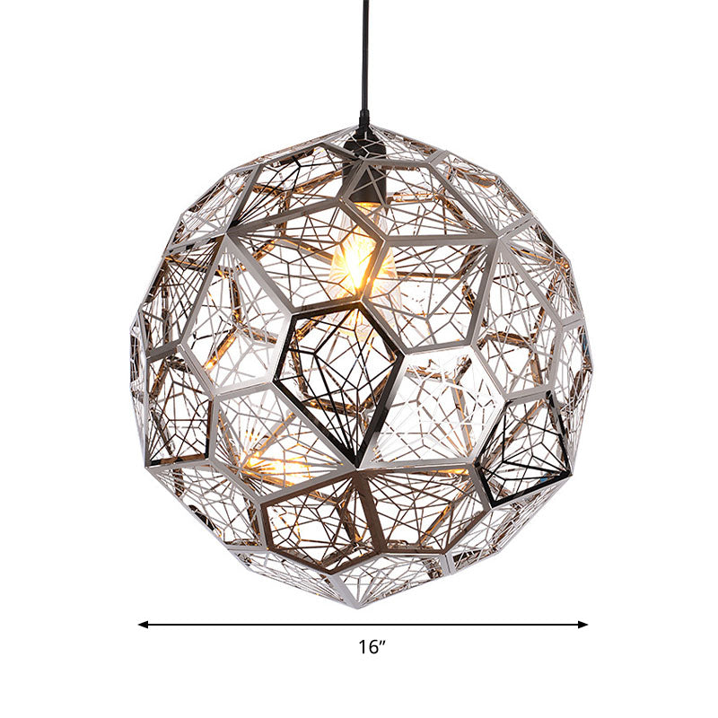 1 Bulb Global Suspension Lighting Rural Silver/Gold Finish Metal Pendant Lamp for Restaurant, 10