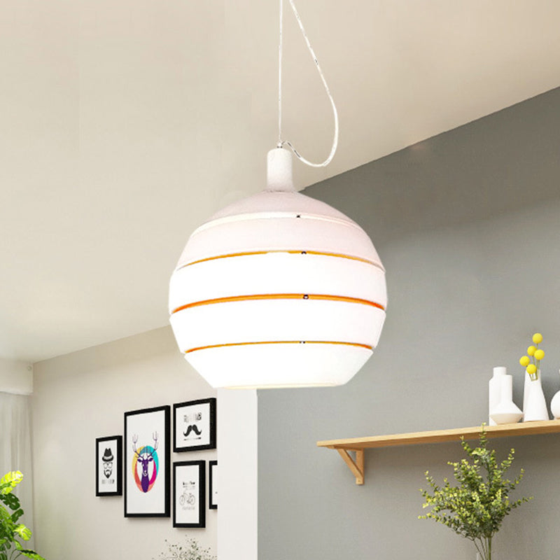 White Globe Drop Pendant Contemporary 1 Light Metal Suspension Lamp for Dining Room Clearhalo 'Ceiling Lights' 'Modern Pendants' 'Modern' 'Pendant Lights' 'Pendants' Lighting' 296165