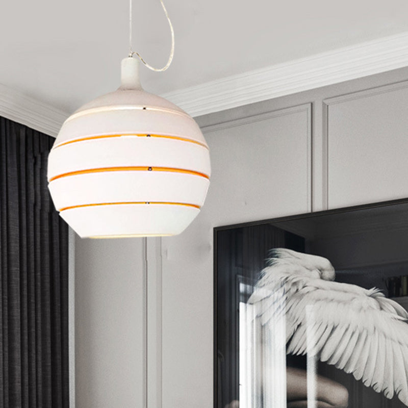 White Globe Drop Pendant Contemporary 1 Light Metal Suspension Lamp for Dining Room Clearhalo 'Ceiling Lights' 'Modern Pendants' 'Modern' 'Pendant Lights' 'Pendants' Lighting' 296166