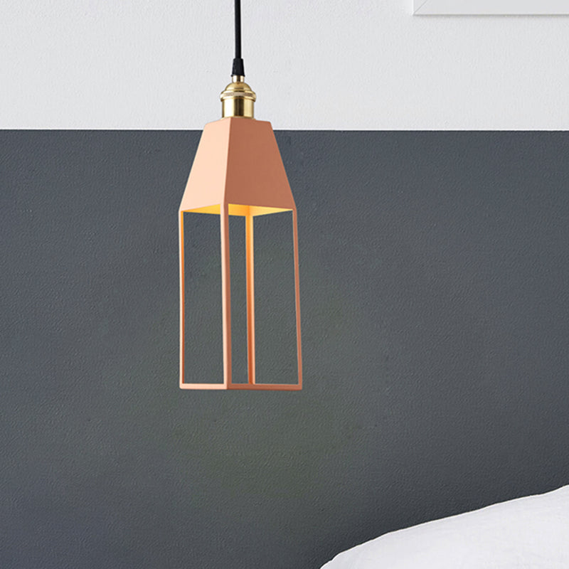 House Shaped Dining Room Pendant Lighting Metal 1 Light Hanging Light Fixture in Orange/Green/Gold Orange Clearhalo 'Ceiling Lights' 'Modern Pendants' 'Modern' 'Pendant Lights' 'Pendants' Lighting' 296203