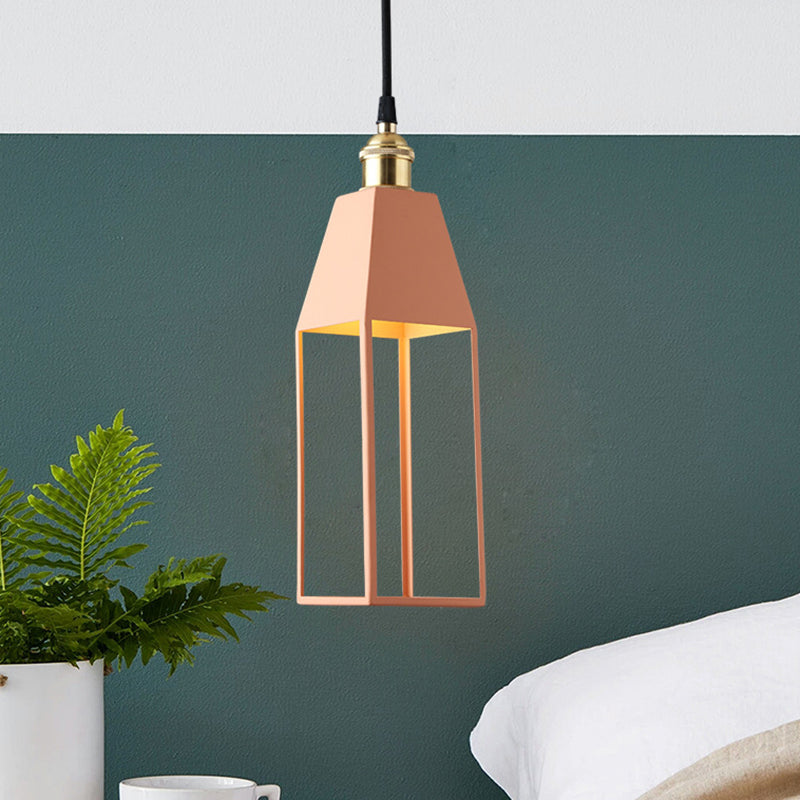 House Shaped Dining Room Pendant Lighting Metal 1 Light Hanging Light Fixture in Orange/Green/Gold Clearhalo 'Ceiling Lights' 'Modern Pendants' 'Modern' 'Pendant Lights' 'Pendants' Lighting' 296204