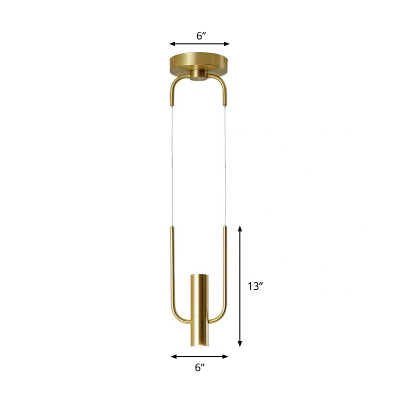 Gold Tube Pendant Lighting Fixture Contemporary 1 Light Metal Hanging Ceiling Light Clearhalo 'Ceiling Lights' 'Modern Pendants' 'Modern' 'Pendant Lights' 'Pendants' Lighting' 296251