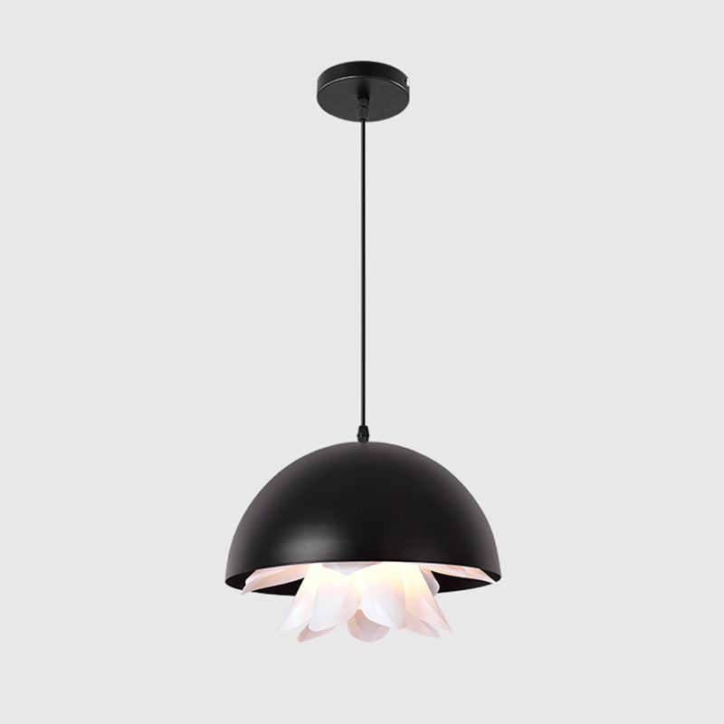 1 Light Dining Room Hanging Lamp Modern Black Down Lighting with Domed Metal Shade Clearhalo 'Ceiling Lights' 'Modern Pendants' 'Modern' 'Pendant Lights' 'Pendants' Lighting' 296290