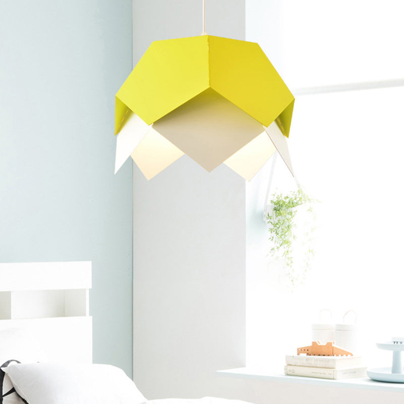 Geometric Metal Ceiling Light Contemporary 1 Light Yellow/Orange/Blue Pendant Lighting Fixture for Dining Room Yellow Clearhalo 'Ceiling Lights' 'Modern Pendants' 'Modern' 'Pendant Lights' 'Pendants' Lighting' 296867