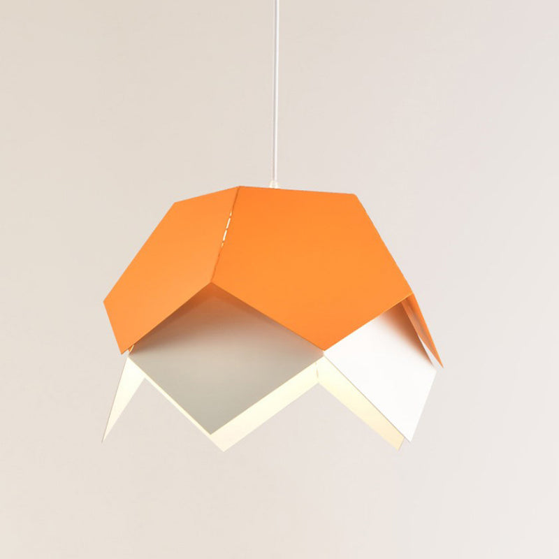 Geometric Metal Ceiling Light Contemporary 1 Light Yellow/Orange/Blue Pendant Lighting Fixture for Dining Room Orange Clearhalo 'Ceiling Lights' 'Modern Pendants' 'Modern' 'Pendant Lights' 'Pendants' Lighting' 296873