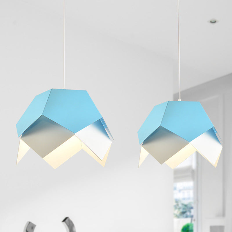 Geometric Metal Ceiling Light Contemporary 1 Light Yellow/Orange/Blue Pendant Lighting Fixture for Dining Room Clearhalo 'Ceiling Lights' 'Modern Pendants' 'Modern' 'Pendant Lights' 'Pendants' Lighting' 296874