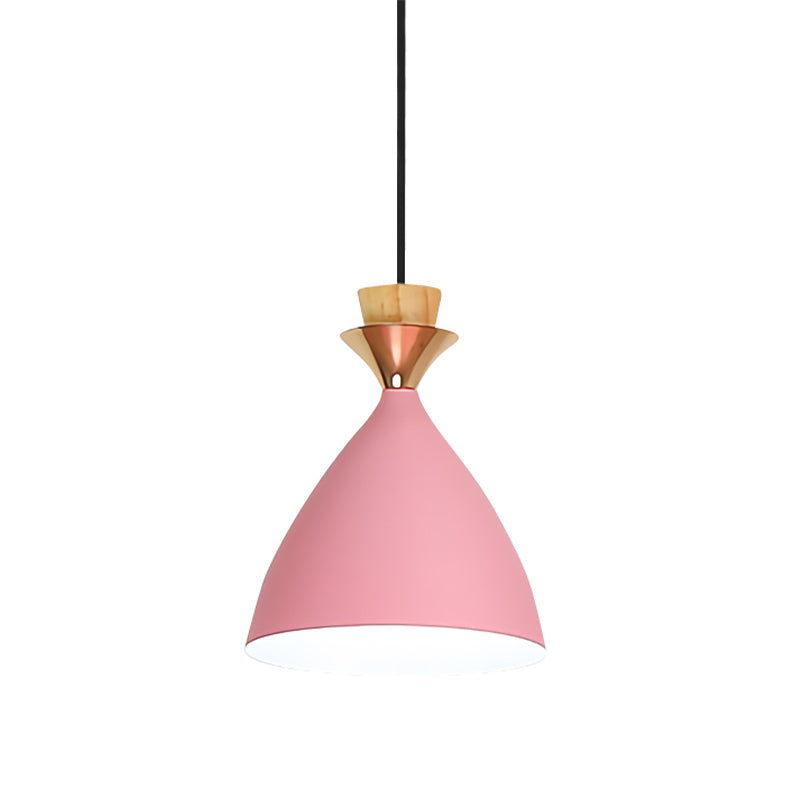 Pink Conical Pendulum Light Modern Style 1 Light Metal Hanging Lamp Kit for Living Room Clearhalo 'Ceiling Lights' 'Modern Pendants' 'Modern' 'Pendant Lights' 'Pendants' Lighting' 296883