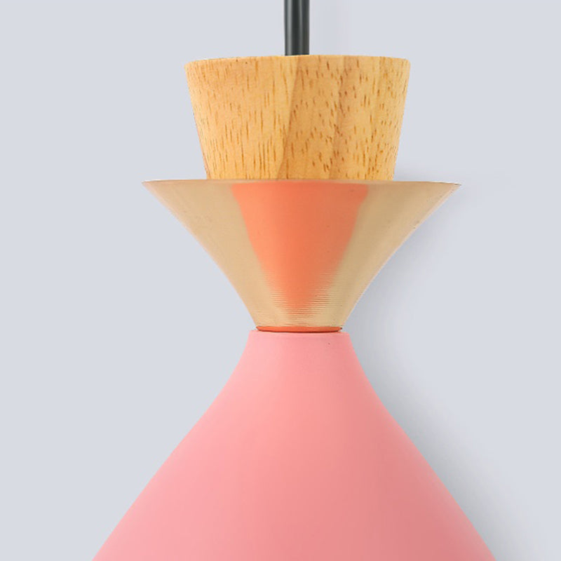 Pink Conical Pendulum Light Modern Style 1 Light Metal Hanging Lamp Kit for Living Room Clearhalo 'Ceiling Lights' 'Modern Pendants' 'Modern' 'Pendant Lights' 'Pendants' Lighting' 296885