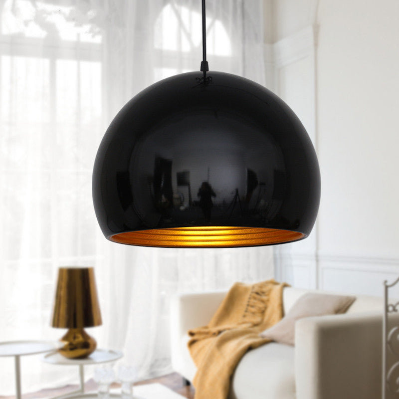 Globe Down Lighting Modernist Metal 1 Head Black/ White Ceiling Suspension Lamp, 10