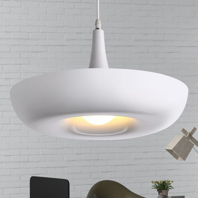 Bowl Dining Room Pendant Lamp Metal 1 Light Modern Style Suspension Light in White Clearhalo 'Ceiling Lights' 'Modern Pendants' 'Modern' 'Pendant Lights' 'Pendants' Lighting' 296901