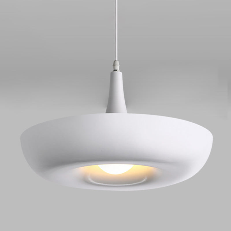 Bowl Dining Room Pendant Lamp Metal 1 Light Modern Style Suspension Light in White Clearhalo 'Ceiling Lights' 'Modern Pendants' 'Modern' 'Pendant Lights' 'Pendants' Lighting' 296902