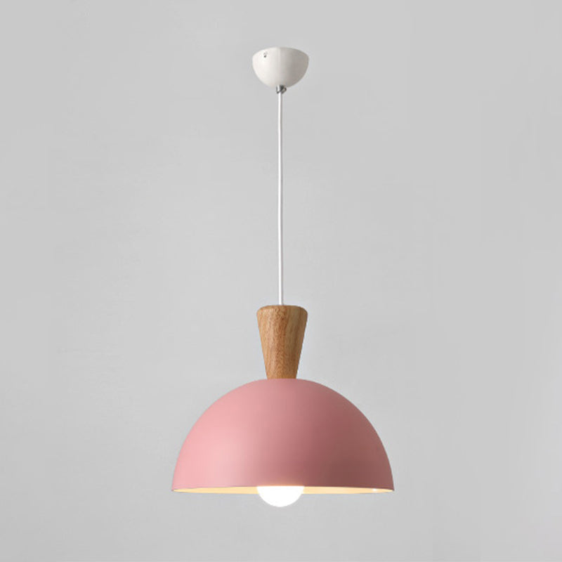 Domed Shaped Dining Room Drop Pendant Metal 1 Light Modern Style Ceiling Light in White/Pink Clearhalo 'Ceiling Lights' 'Modern Pendants' 'Modern' 'Pendant Lights' 'Pendants' Lighting' 296911