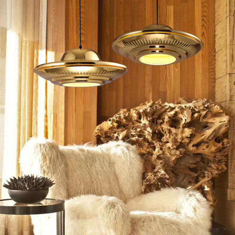 Modern Saucer Pendant Lighting Fixture Metal 16