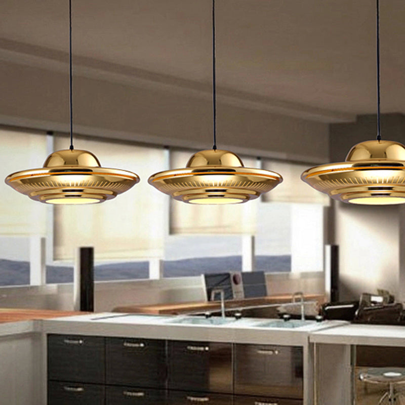 Modern Saucer Pendant Lighting Fixture Metal 16