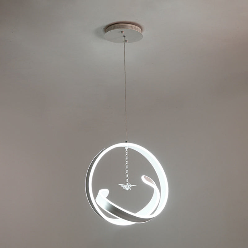 Twist Hanging Light Fixture Simple Style Acrylic White LED Chandelier Pendant Light, Warm/White Light Clearhalo 'Ceiling Lights' 'Chandeliers' 'Modern Chandeliers' 'Modern' Lighting' 297720