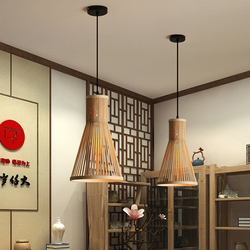 Cone Pendant Light Fixture Modern Bamboo 16