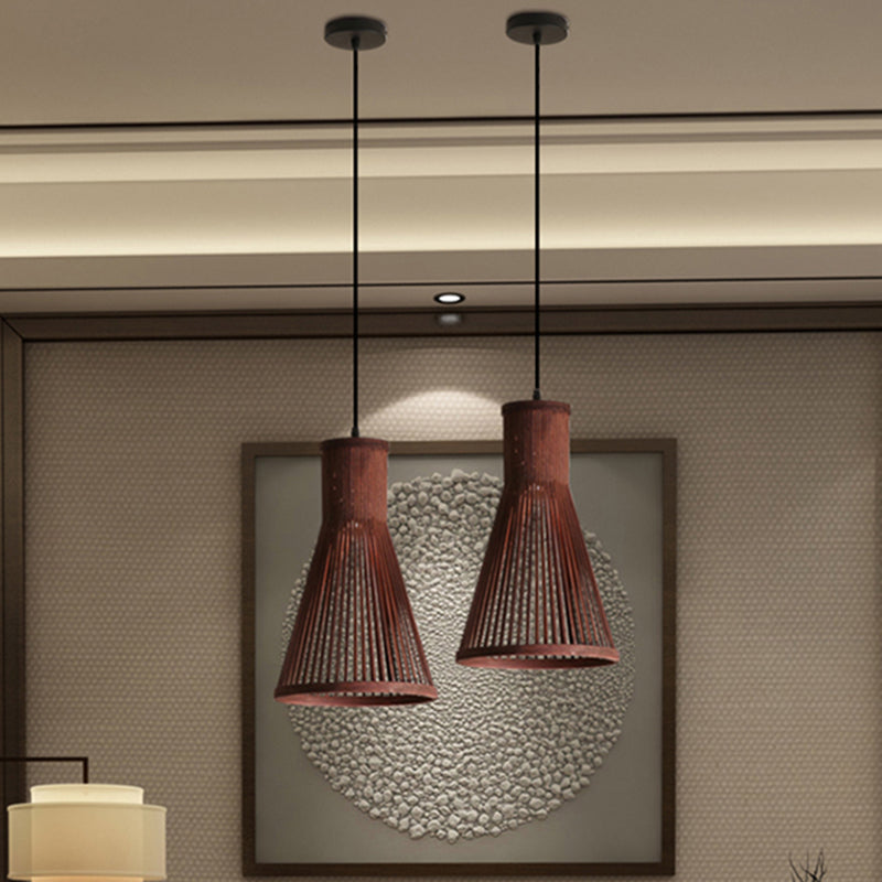 Cone Pendant Light Fixture Modern Bamboo 16