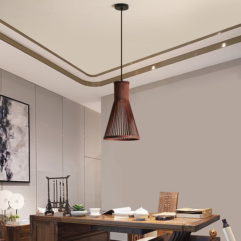 Cone Pendant Light Fixture Modern Bamboo 16