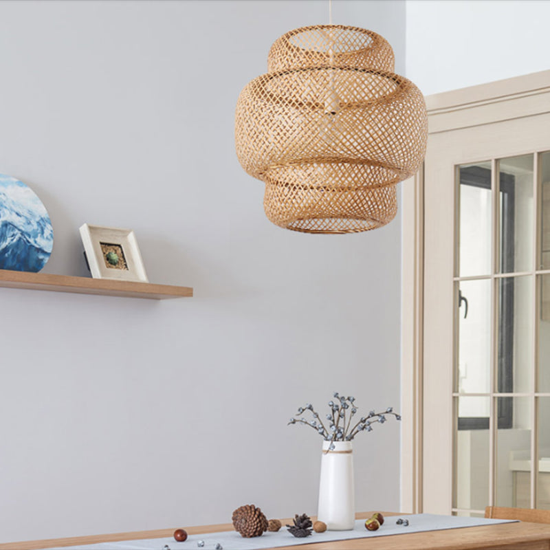 Tiered Dining Room Suspension Pendant Light Bamboo 15