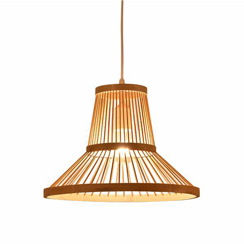 1 Light Living Room Pendant Lamp Modern Wood Down Lighting with Cone Bamboo Shade Clearhalo 'Ceiling Lights' 'Modern Pendants' 'Modern' 'Pendant Lights' 'Pendants' Lighting' 297855