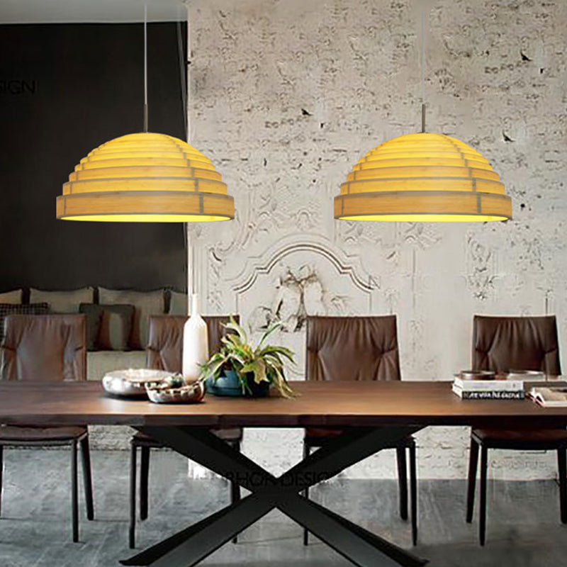 Domed Ceiling Pendant Light Modern 1 Light Beige Down Lighting for Dining Room Clearhalo 'Ceiling Lights' 'Pendant Lights' 'Pendants' Lighting' 297900